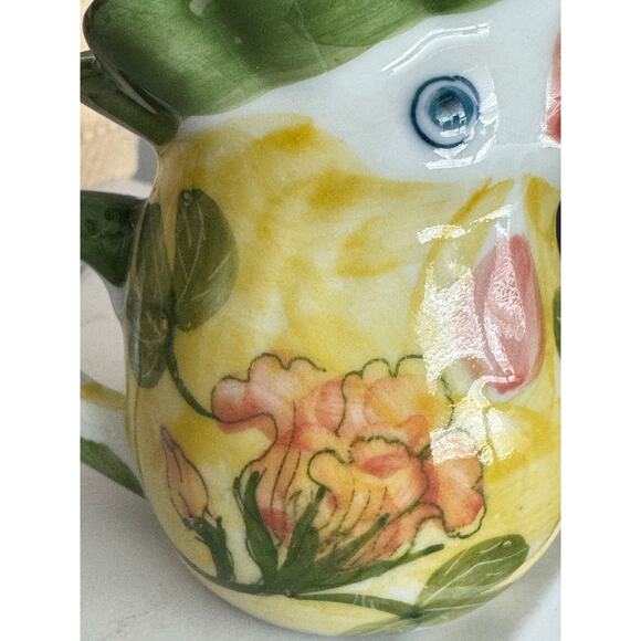 Vintage Mini Rooster Creamer Pitcher Floral Hand Painted Andrea by Sadek - Picture 9 of 9